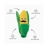 Aww Shucks Corn on the Cob Plush Dog Toy - info card