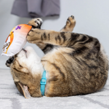 Cat playing with GoFish Cheddar Plush Cat Toy