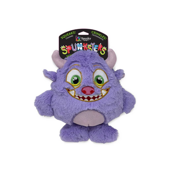 Spunkster Monsters Plush Dog Toy - Purple