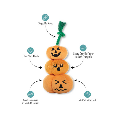 Stack O' Lantern Plush Dog Toy - materials