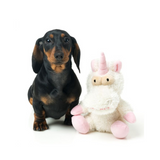 Dog with Electra the Unicorn Plush Dog Toy